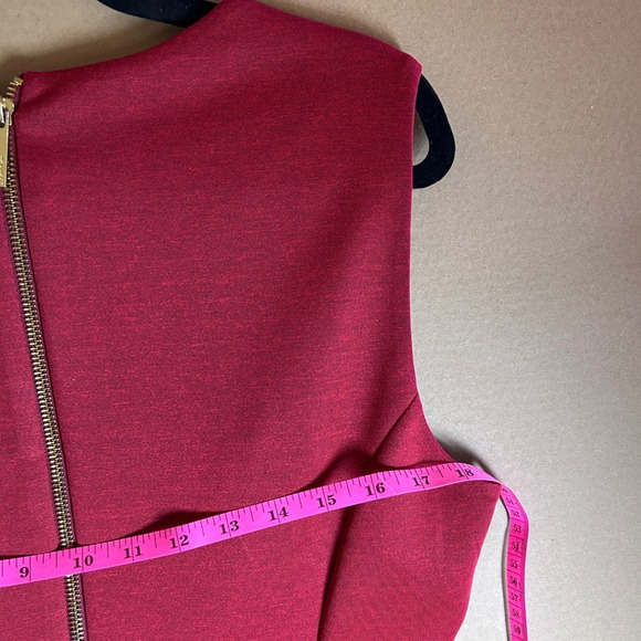 Calvin Klein Sheath Dress Burgundy Sleeveless Zipper Back Business Size 14 - Picture 7 of 8